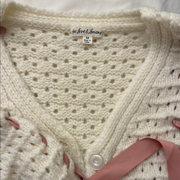 For Love & Lemons Cream and Pink Sweater - Picture 4 of 4